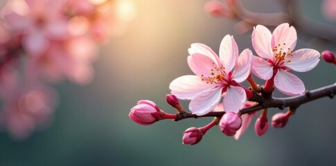 Poster - Delicate pink blossoms, soft focus, lush background, blossom background, pastel