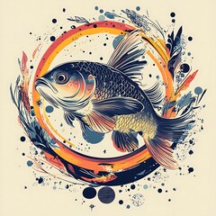 Wall Mural - Abstract fish graphic design, creative art, print design