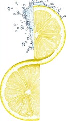 Poster - Lemon slices splashing with water. Isolated, close-up. Drink or cooking use. Refreshing summer