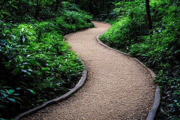 Wall Mural - Serene Winding Path in Lush Forest Garden