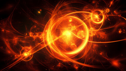 Abstract molecules on the background atomic science on dark background. Harmonic Energy Constructs. Illustration
