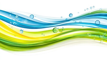 Poster - Abstract wavy lines, colorful water, bubbles background, graphic design, for website design