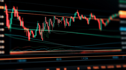 Poster - Stock market chart showing growing trends on a computer screen