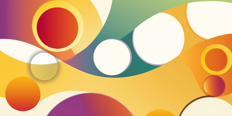 Leinwandbilder - Colorful abstract background with overlapping circles and wavy shapes