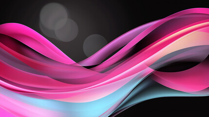 Wall Mural - Abstract pink and blue waves flowing on dark background