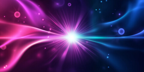 Poster - Bright star shining with pink and blue lights and abstract shapes