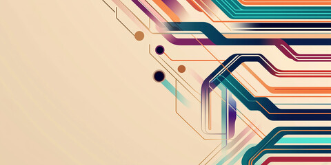 Aufkleber - Colorful intertwined lines creating futuristic technological circuit board design