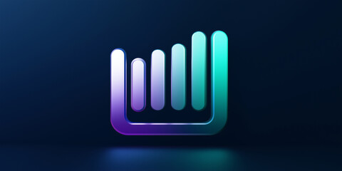 Poster - Glowing neon bar chart showing increasing performance on dark background