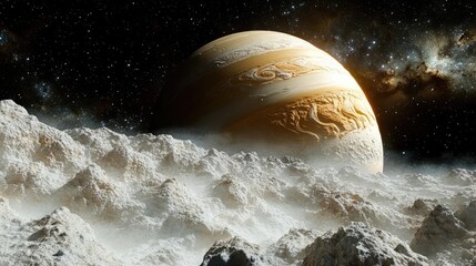 Wall Mural - celestial journey through time space exploration with stunning planetary bodies and cosmic phenomena