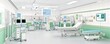 © WACHI - A modern hospital room featuring advanced medical equipment, clean design, and patient care facilities, promoting a sterile and healing environment.