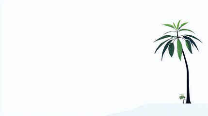 Poster - Tropical Palm Trees on White Background