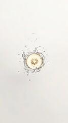 Poster - Water splashes onto a citrus fruit slice on a white background; suitable for refreshing drinks ad