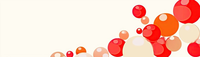 Poster - Red and orange bubbles float on white; abstract background; website header