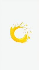 Poster - Abstract yellow liquid circle splash on white background for freshness, vibrant, or juice concepts