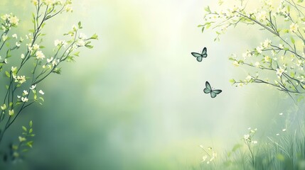 Wall Mural - Butterfly in flight, a captivating glimpse of nature's beauty and tranquility in green field