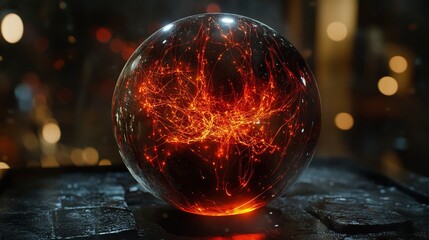 Wall Mural - futuristic neural network globe with glowing data threads and abstract digital figures representing 