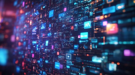 Wall Mural - programmatic advertising and media buying platform concept – 3d illustration depicting automated dig