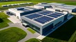 © a muh sakaria - Aerial view of modern industrial complex with solar panels, fields in background