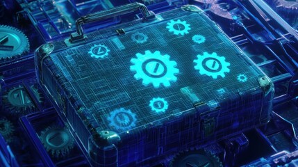 Digital toolbox gears mechanism background