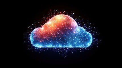 Wall Mural - Glowing cloud data network, dark background