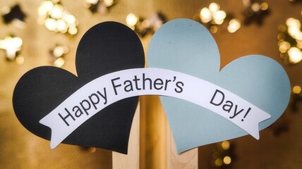 Sticker - Happy father s day celebration with heart shaped decorations