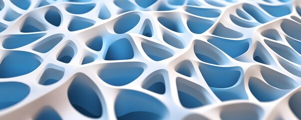 Wall Mural - abstract white interconnected structure over a blue gradient surface