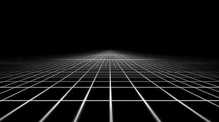 Grid landscape, vanishing point, digital art, technology background