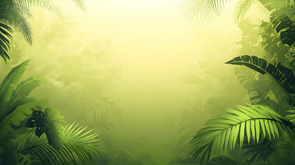 Lush tropical jungle foliage background, sunlight, design