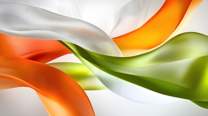 Aufkleber - Abstract flowing ribbons of white orange and green colors create a dynamic and vibrant composition with light background