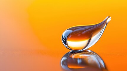 Leinwandbilder - Captivating close up of a single water droplet reflecting light on an orange surface creating a clean and modern look with a minimalist style