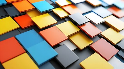 Aufkleber - Array of Colorful Square Tiles Creates a Modern Abstract Pattern with Depth and Perspective