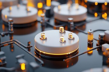 Leinwandbilder - Futuristic Circuit Board Design with Glowing Elements and Clean Aesthetic for Tech Innovation