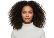 © zuperabah - Beautiful Woman with Curly Hair and White Turtleneck