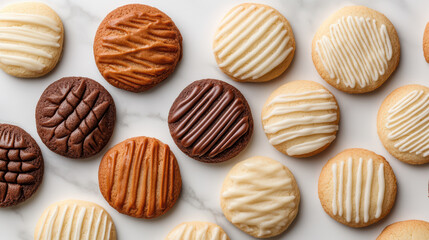 Canvas Print - Assorted gourmet cookies arranged in creative flat lay display