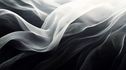 Wall Mural - Ethereal Monochrome, Subtle textural wave patterns on gradient backdrop