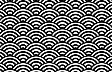  Seamless Vector Pattern Swatch White Circles Fan Wave Design Black Background