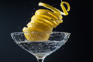 Wall Mural - Sparkling Lemon Cocktail in a Martini Glass