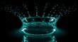 © Galadriel Gesso - Vibrant Teal Water Splash Suspended Against Black Background In Motion