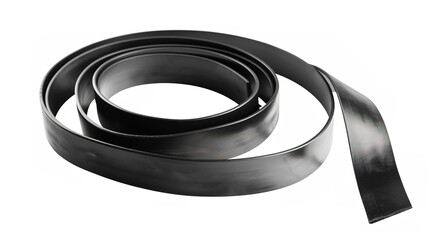 A simple and distinct belt is prominently displayed all alone on a clean, expansive white background. The belt's design, texture, and details are clearly visible, making it a focal point. This unclutt