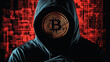 © Drago - Cyber criminal committing a crime using bitcoin and blockchain technology