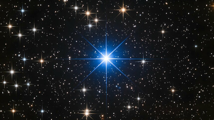 Wall Mural - brilliant blue star shining amidst a sea of distant stars in space