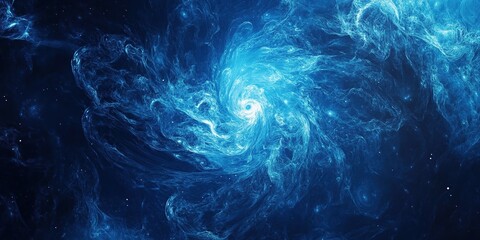 Cosmic Nebula Swirl A mesmerizing celestial dance of blue swirling nebula clouds in deep space.  Stunning abstract space art background