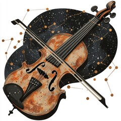 Wall Mural - celestial violin a cosmic symphony of music and stars