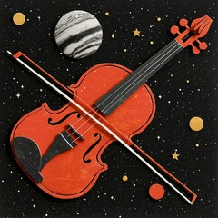 Wall Mural - cosmic violin a celestial symphony of paper art