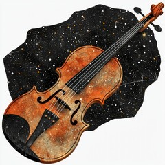 Wall Mural - cosmic violin celestial strings in a starry night