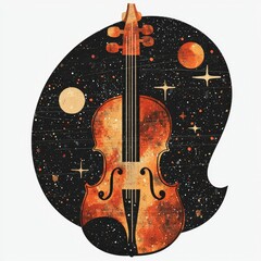 Wall Mural - cosmic violin a celestial symphony