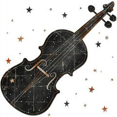 Wall Mural - celestial violin a cosmic musical instrument design