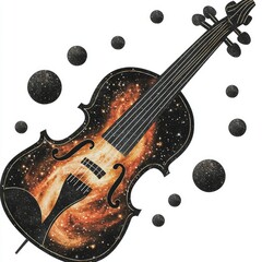 Wall Mural - cosmic violin celestial symphony