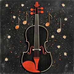 Wall Mural - celestial violin a symphony of stars and music