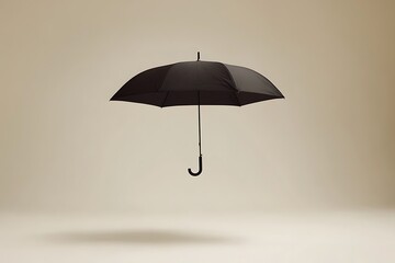 Canvas Print - Elegant Black Umbrella, Floating in Studio